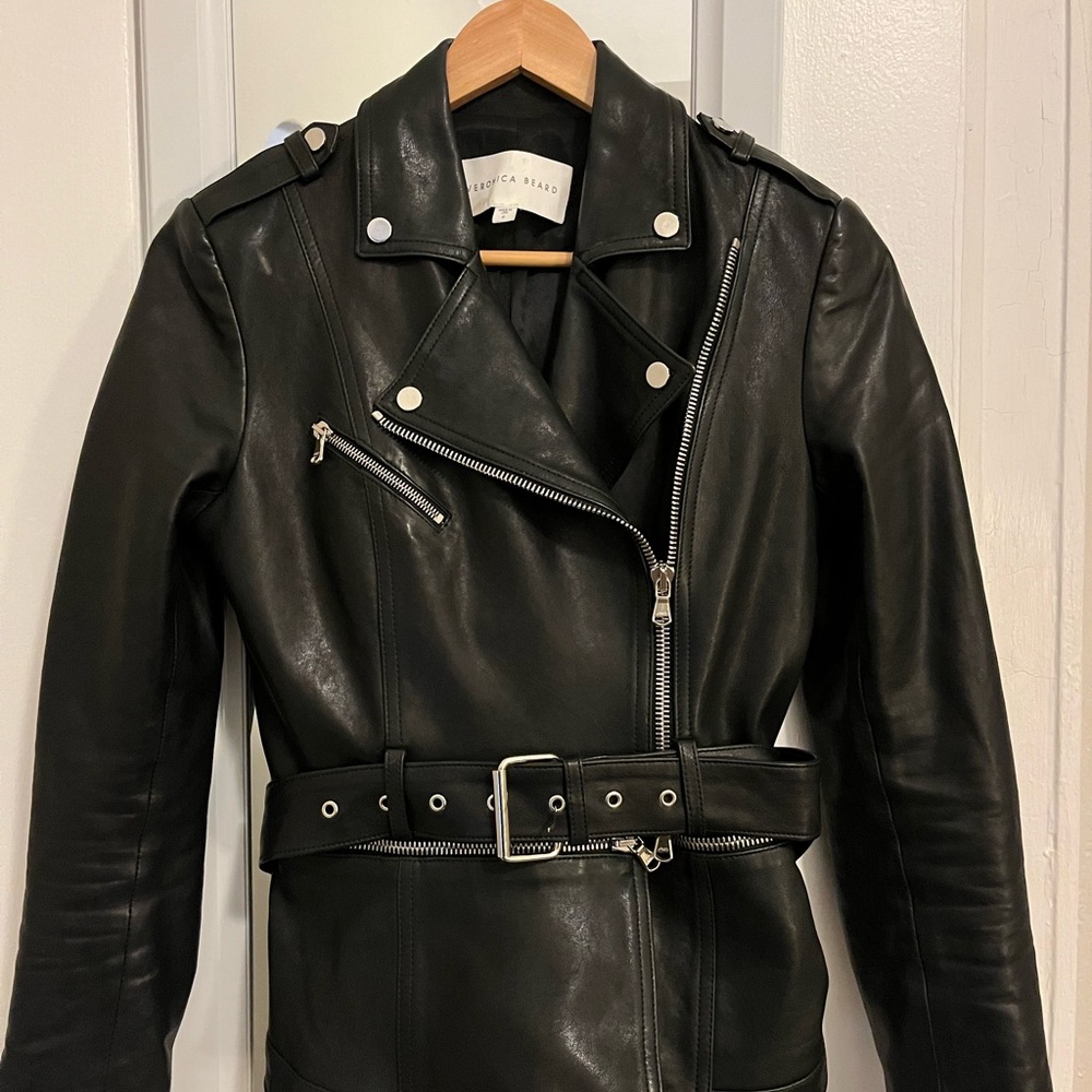 Veronica Beard Leather Biker Moto Jacket